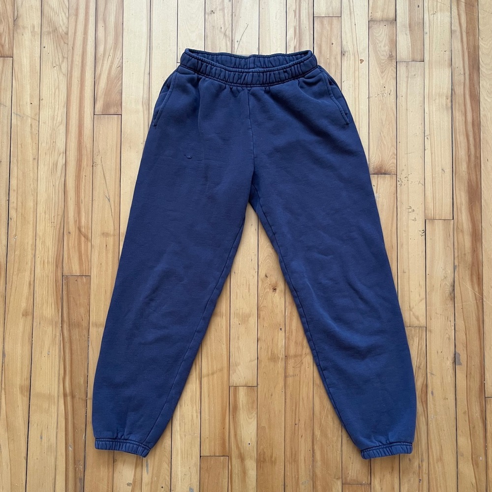 Tna Cozyaf Fleece Sweatpants Navy Blue Elastic Waist Drawstring Pockets Size S